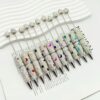 Wholesale New diy moon full diamond beaded pen colorful handmade stick diamond cute pen creative blind box gift ballpoint pen