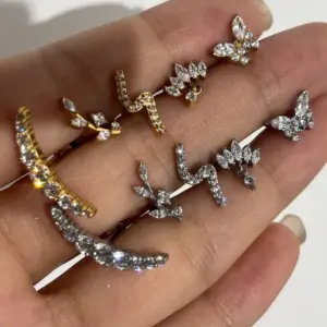 Wholesale Luxurious Small Stainless Steel 18K Gold Plated Zircon Butterfly Irregular Earlobe Elegant Simple Style For Casual Daily Selfie
