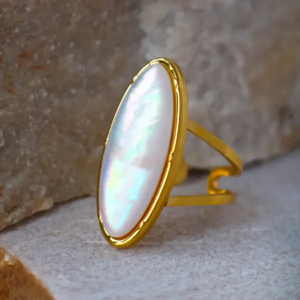 Wholesale PVD Coated Real Gold Plated 18K Gold Geometric 304 Stainless Steel Shell IG Style Casual Simple Style Waterproof Non Tarnish Open Rings