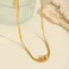 Wholesale Jewelry Casual Simple Style Circle Titanium Steel Zircon Inlay Double Layer Necklaces