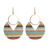 Wholesale Blue-dyed printed striped Bohemian earrings