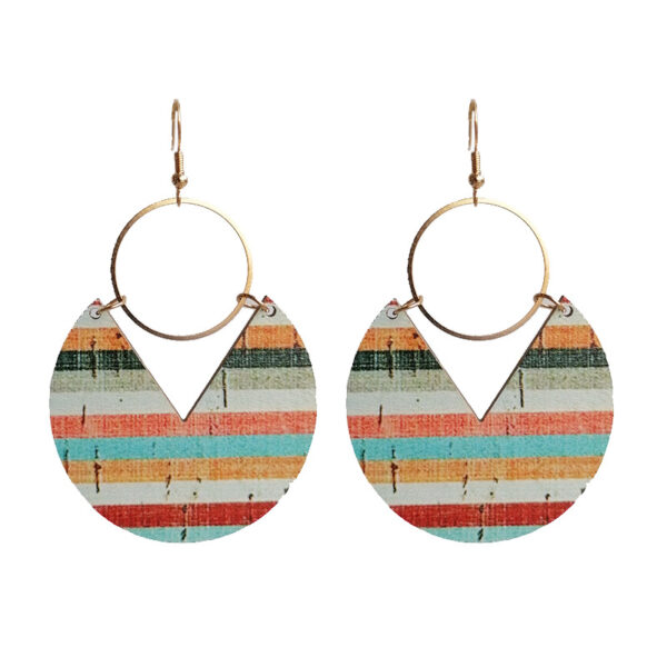 Wholesale Blue-dyed printed striped Bohemian earrings