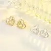 Wholesale Fashion Heart Shape Copper Inlay Zircon Ear Studs 1 Pair