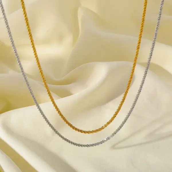 Wholesale 316 Stainless Steel Gold Plated Vacuum Electroplating (In-Furnace) Gold-Steel Color Unisex Sparkling Cauliflower Chain Necklace