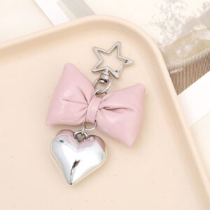 K3618 leather bow pendant five-pointed star buckle pink / pendant