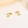 Wholesale 1 Pair Simple Style Letter Inlay Copper Zircon Gold Plated Ear Studs