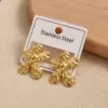 Wholesale Elegant Hollow Out Ins Style 304 Stainless Steel Electroplated Leaf And Flower Stud Earrings Fashionable And Durable For Daily Wear