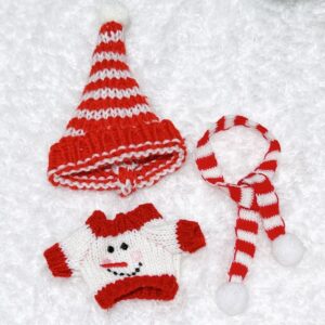 Red and white christmas hat + snowman sweater + red and white scarf / (baby clothes only, baby not included)