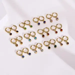 Wholesale PVD Coated Gold Plated Geometric 201 Stainless Steel Vintage Style Simple Style Waterproof Non Tarnish 304 Stainless Steel Earrings