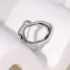 Wholesale PVD Coated Real Gold Plated 18K Gold Geometric Oval 304 Stainless Steel Modern Style Simple Style IG Style Waterproof Non Tarnish Open Rings