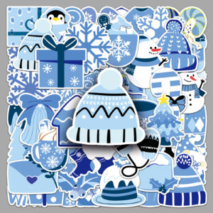 Wholesale 50pcs/pack blue winter cartoon Christmasstickers