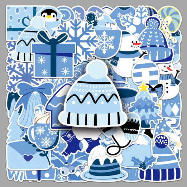 Wholesale 50pcs/pack blue winter cartoon Christmasstickers