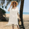 Wholesale 2024 Summer European and American New Cross-Border Women's Clothing Amazon Tassel Cut Out Knitwear Loose Large Size Beach Cover-Up