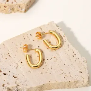 Wholesale Fashion Geometric Plating 304 Stainless Steel No Inlaid PVD Coated Earrings