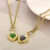 Wholesale Fashion Heart Shape Stainless Steel Inlay Opal Bracelets Necklace