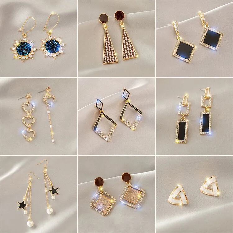 Wholesale 1 Pair Fashion Letter Square Heart Shape Inlay Imitation Pearl Alloy Artificial Gemstones Earrings