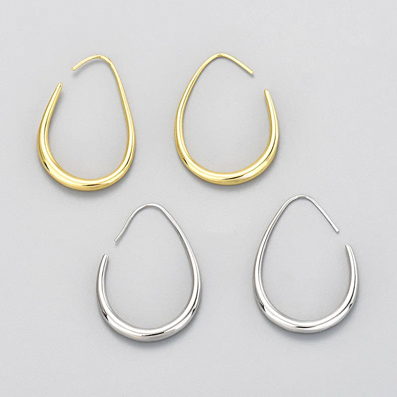 Wholesale Exaggerated Circle Drop Earrings Women's Personalized Retro Hong Kong Style Simple Cold Style Earrings Gold-plated Earrings