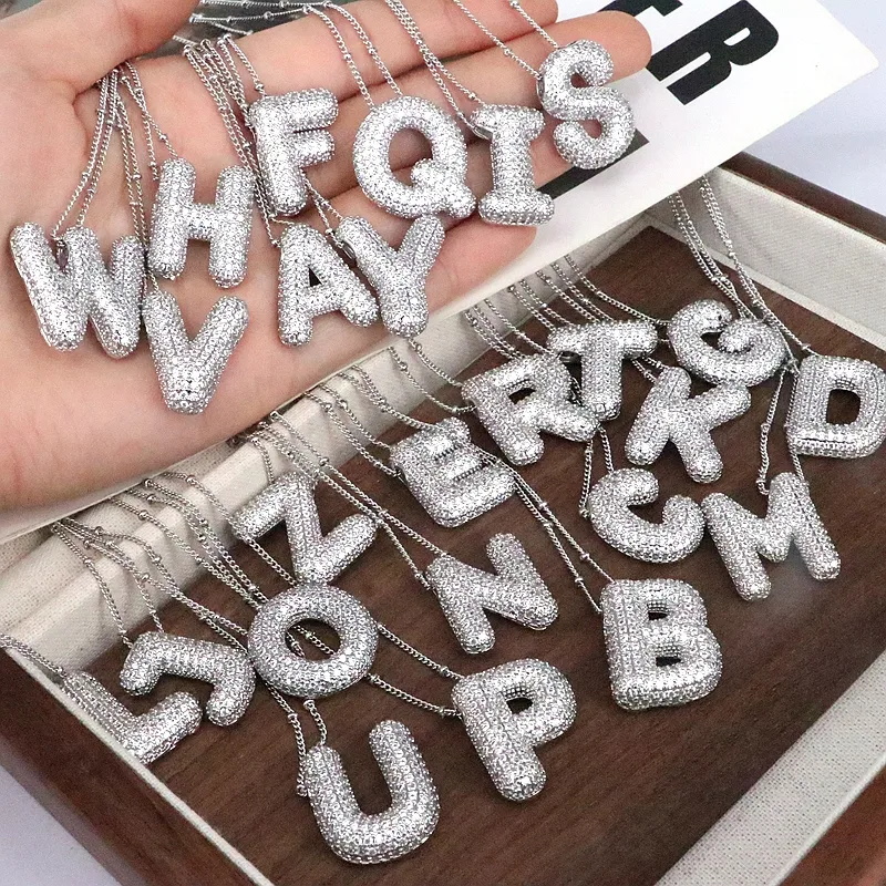 Wholesale Simple Style Classic Style Letter Copper Plating Sier Plated Pendant Necklace