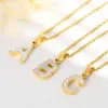 Wholesale PVD Coated 18K Gold Plated Letter Shell Titanium Steel Waterproof Non Tarnish Necklace