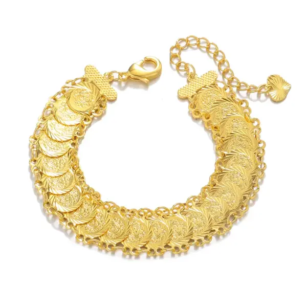Wholesale Retro Roman Style Coin Copper Plating 18k Gold Plated Bracelets