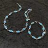 Wholesale Trendy cool blue zircon necklace bracelet two-piece light luxury niche high-end choker clavicle chain necklace