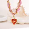 Wholesale Casual Elegant Classical Heart Shape 18K Gold Plated Vacuum Plating 304 Stainless Steel Bandana Polyester Silk Scarf Cord Paperclip Chain Cloth Strip Lobster Trigger Clasp Closure Pendant Necklaces Wholesale