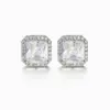 1 Pair Fashion Square Inlay Copper Zircon White Gold Plated Ear Studs