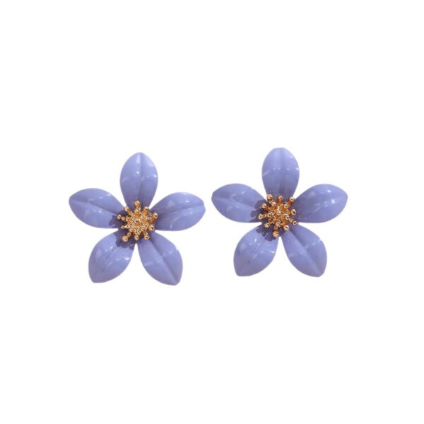 Wholesale 925 Silver Needle Spring and Summer New Arrival Flower Earrings Women's Sweet Girly Elegant Metal Spray-painted Five-leaf Flower Stud Earrings