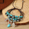 oly-8d0e06bbae013803988d083c591a8968 Wholesale Ethnic Style Bohemian Turquoise Tow Hat Tassel Handmade Multi-layer Bracelet Bracelet