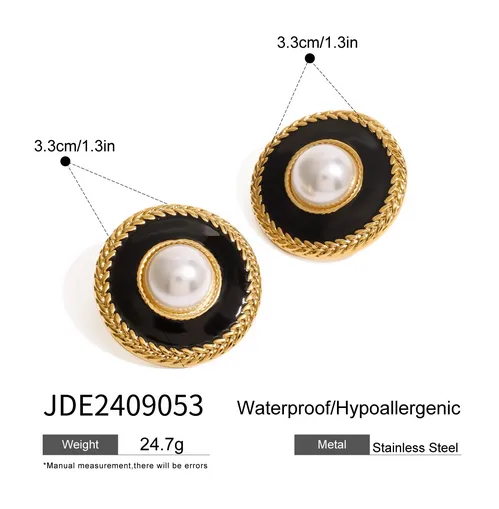 Wholesale 304 Stainless Steel C Shape Geometric Oval PVD Coated Real Gold Plated Vintage Style Classic Style Waterproof Non Tarnish Plating Ear Studs