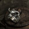Wholesale Vintage Black Goat Opening Ring Gram Dark Devil Satan Niche Exaggerated Personality Male Finger Ring Accessories