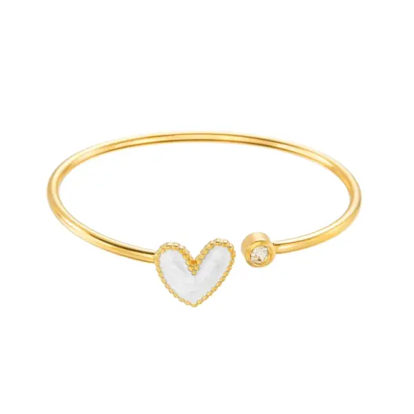 Wholesale Simple Style Heart Shape 304 Stainless Steel Bangle In Bulk