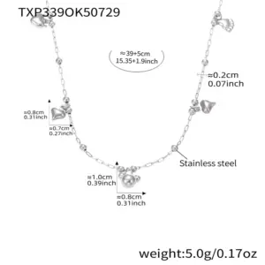 TXP339-Steel Bear Necklace 39 5cm