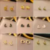 PVD Coated Real Gold Plated Letter Heart Shape Flower 304 Stainless Steel Sweet Waterproof Non Tarnish Plating Ear Studs