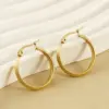 oly-8d2bed4d12d6e1e3fbc9f1530259ccdb Wholesale PVD Coated 18K Gold Plated Round Stainless Steel Retro Simple Style Waterproof Non Tarnish Hoop Earrings