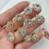 Wholesale 1 Pair Elegant Artistic Oval Heart Shape Copper Zircon 18K Gold Plated Ear Studs