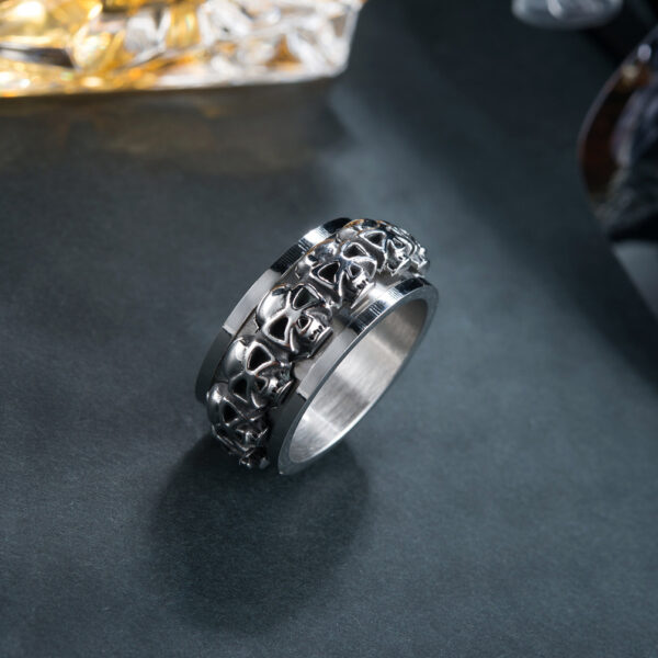 oly-8d36d44959ed3124a999d9afdd3de9df Wholesale Skull Rotating Stainless Steel Ring Factory Direct Sales Wholesale Bulk Can Be Customized Cross-Border pular Aessories for Coles