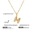 PVD Coated Real Gold Plated 18K Letter 304 Stainless Steel Basic Simple Style Classic Waterproof Non Tarnish Pendant Necklace