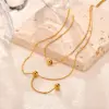 Wholesale PVD Coated Real Gold Plated 18K Gold Solid Color 201 Stainless Steel Elegant Streetwear IG Style Waterproof Non Tarnish 201 Stainless Steel Double Layer Necklaces