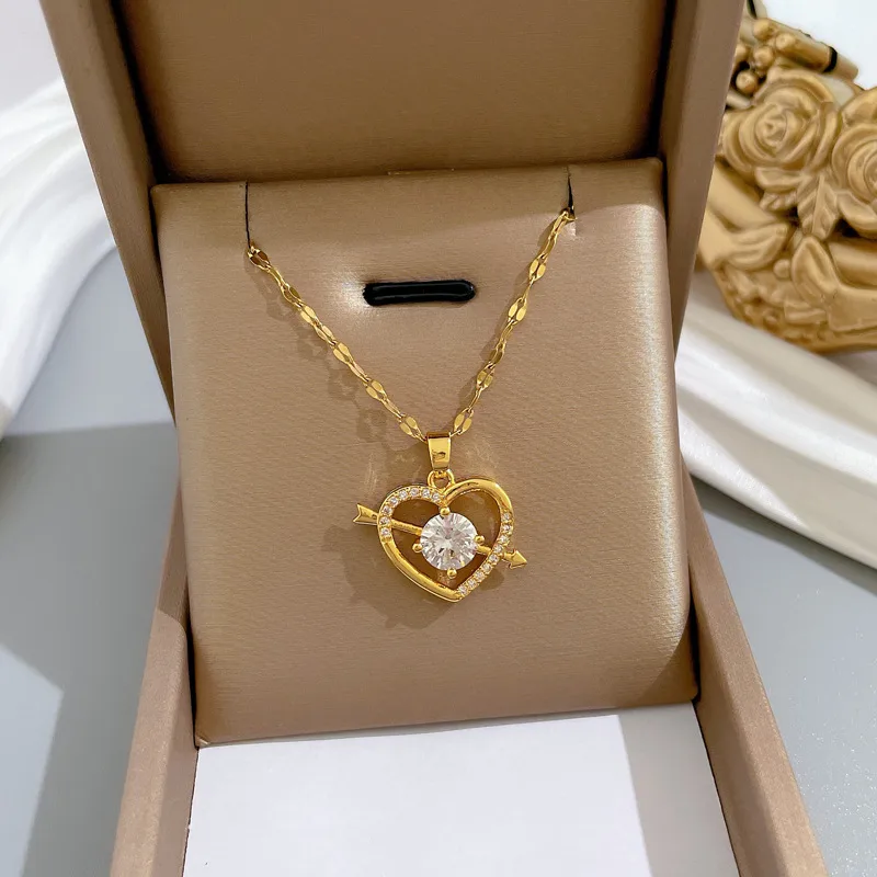 Wholesale Jewelry Ethnic Style Geometric Stainless Steel Diamond Necklace