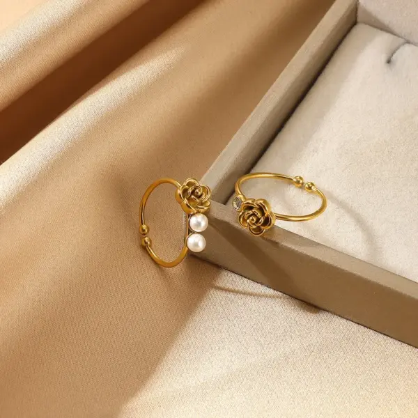 Wholesale PVD Coated Real Gold Plated Geometric 304 Stainless Steel IG Style Elegant Waterproof Non Tarnish Open Rings