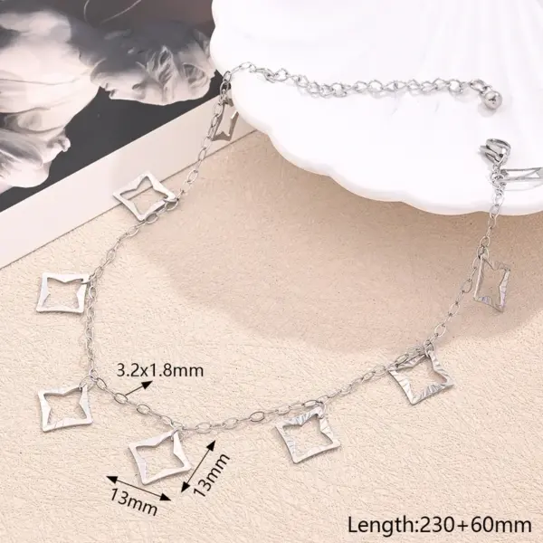 Wholesale 304 Stainless Steel Hollow Embossed Pentagram Heart-Shaped Anklet