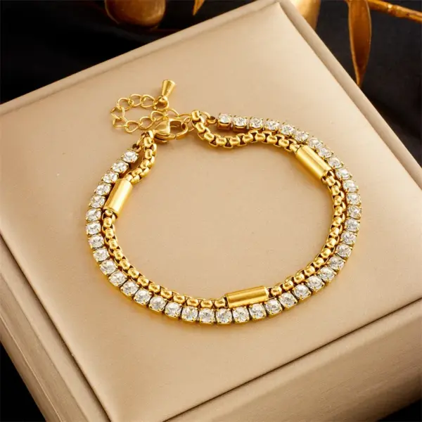 Wholesale PVD Coated 18K Gold Plated Round 304 Stainless Steel Simple Style Commute Waterproof Non Tarnish 304 Stainless Steel Bracelets