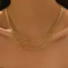 Wholesale PVD Coated Real Gold Plated 14K Gold Solid Color Lines 304 Stainless Steel Basic Modern Style Waterproof Non Tarnish 304 Stainless Steel Layered Necklaces