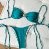 Wholesale 2025 new European and American split swimsuit cross-border shell awstring solid color sexy bikini foreign trade bikini