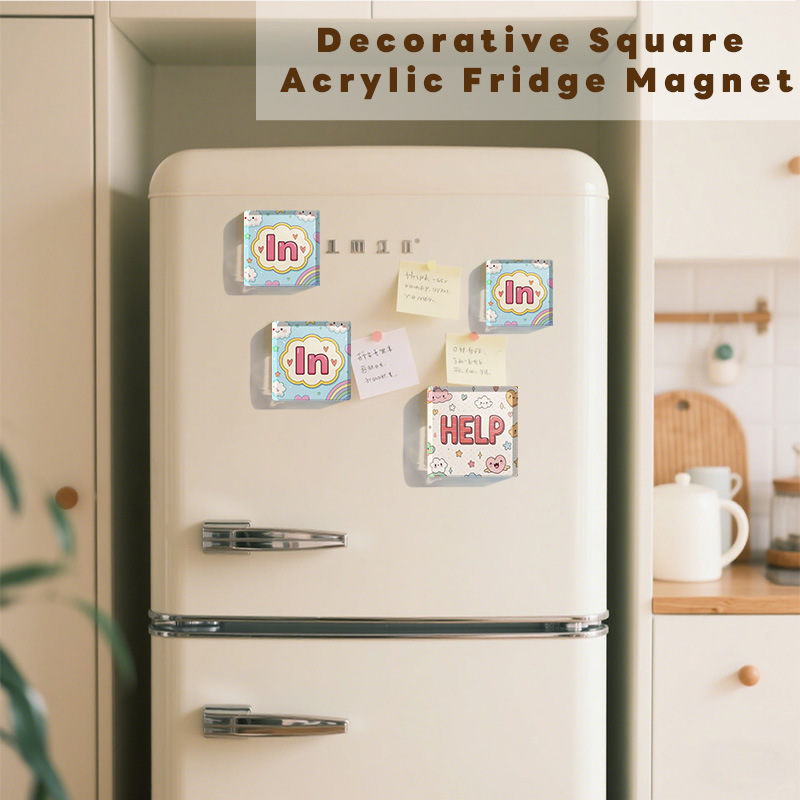Wholesale Cross-border opshipping of transparent acrylic refrigerator magnets with English letters and words, home decoration, and creative designs.