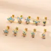 1 Piece Copper Zircon Ear Cartilage Rings & Studs Crown Flower Waterproof Non Tarnish Surgical Steel