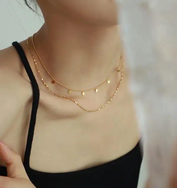 Wholesale Simple Style Geometric Titanium Steel Plating Layered Necklaces