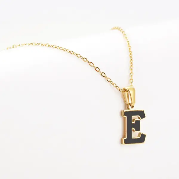 Wholesale Simple Style Letter Stainless Steel Pendant Necklace Gold Plated Stainless Steel Necklaces