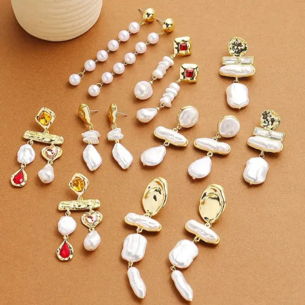 Wholesale 1 Pair IG Style Simple Style Geometric Imitation Pearl Drop Earrings